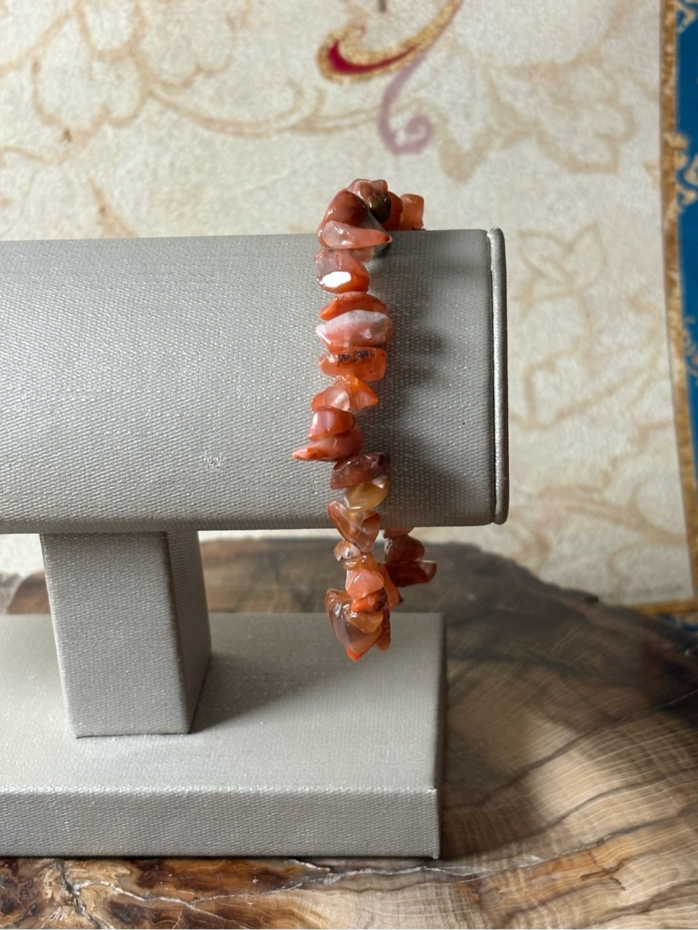 Carnelian Crystal Chip Beaded Stretch Bracelet